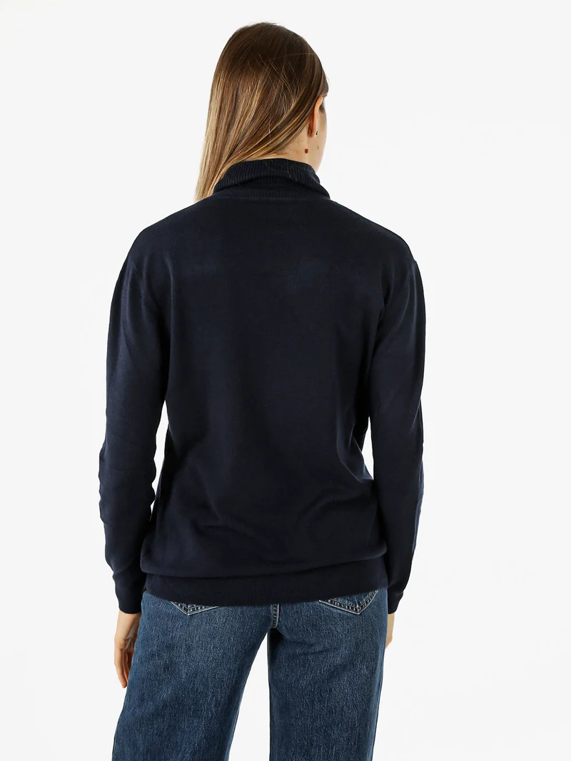 Maglia dolcevita da donna - blu scuro
