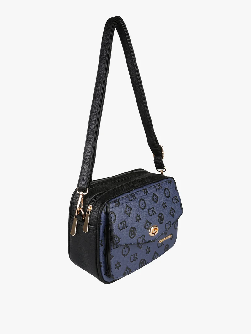 Borsa a tracolla da donna con stampe - nero