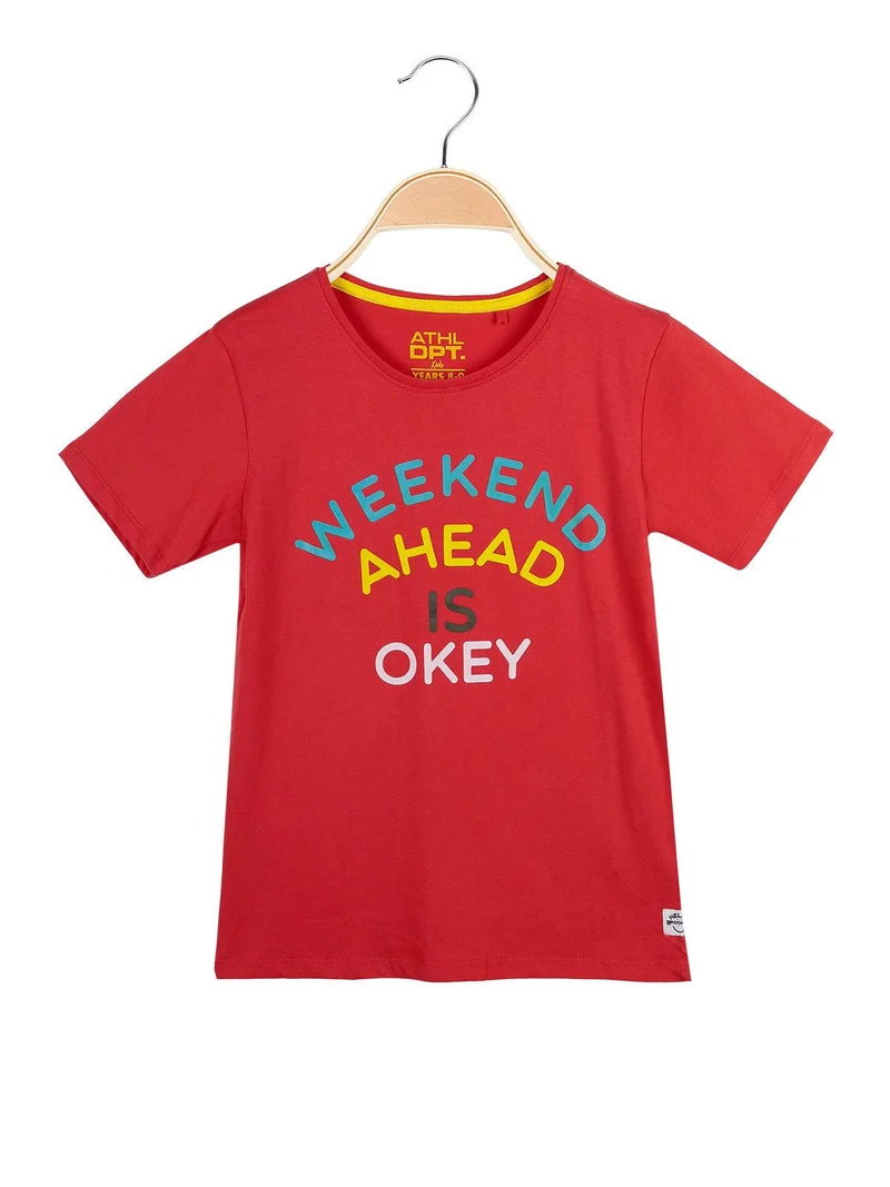 T-shirt con scritte in cotone - arancione