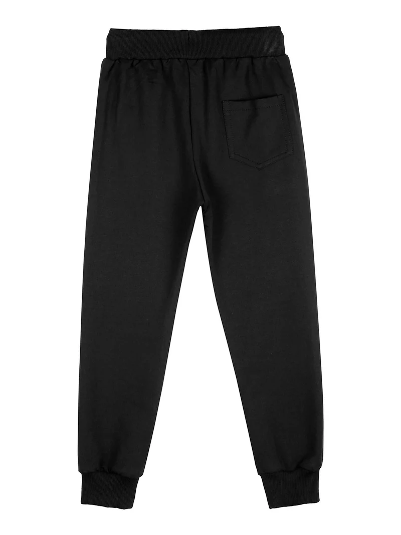 Pantaloni tuta da bambino con polsini e coulisse - nero