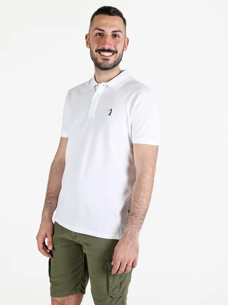 Polo da uomo in cotone a maniche corte - bianco