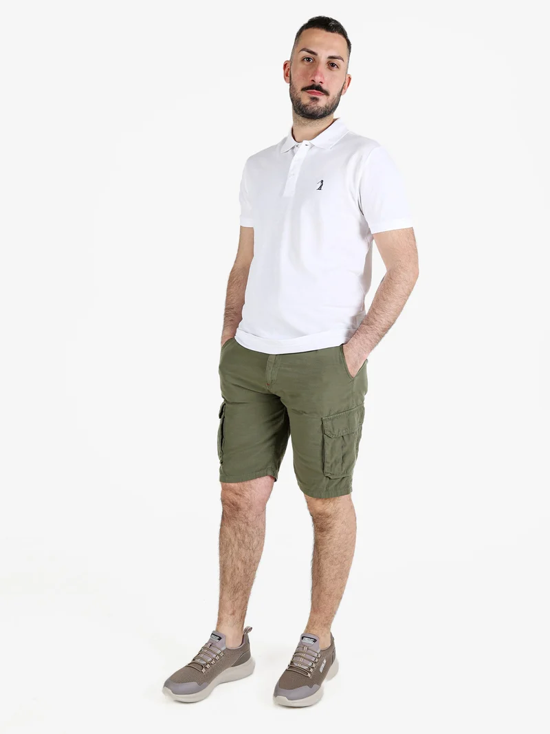 Polo da uomo in cotone a maniche corte - bianco