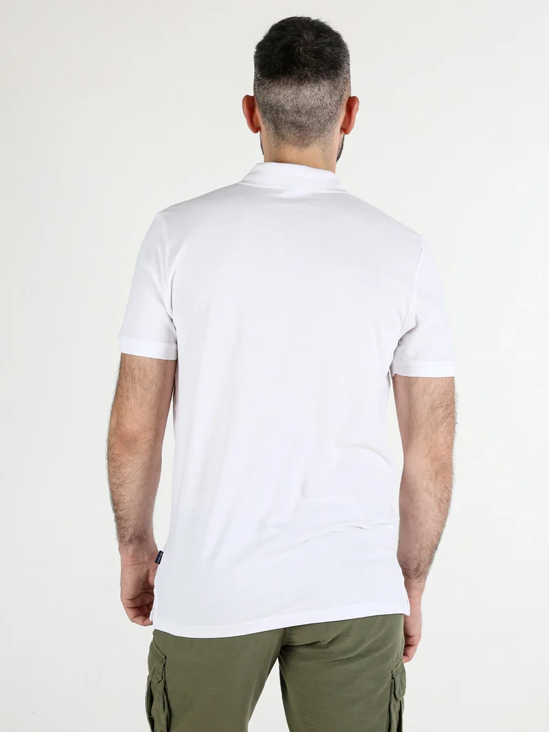 Polo da uomo in cotone a maniche corte - bianco