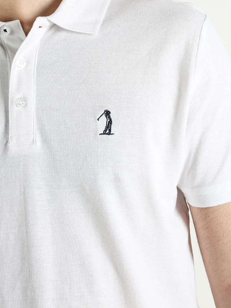 Polo da uomo in cotone a maniche corte - bianco