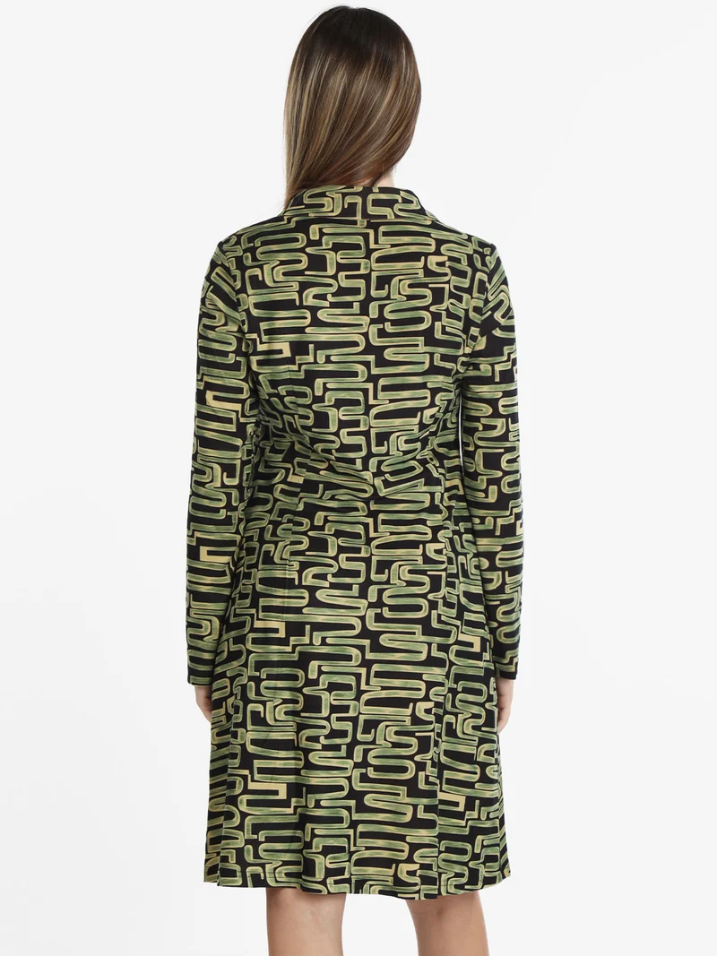 Vestito scamiciato donna con stampa - verde