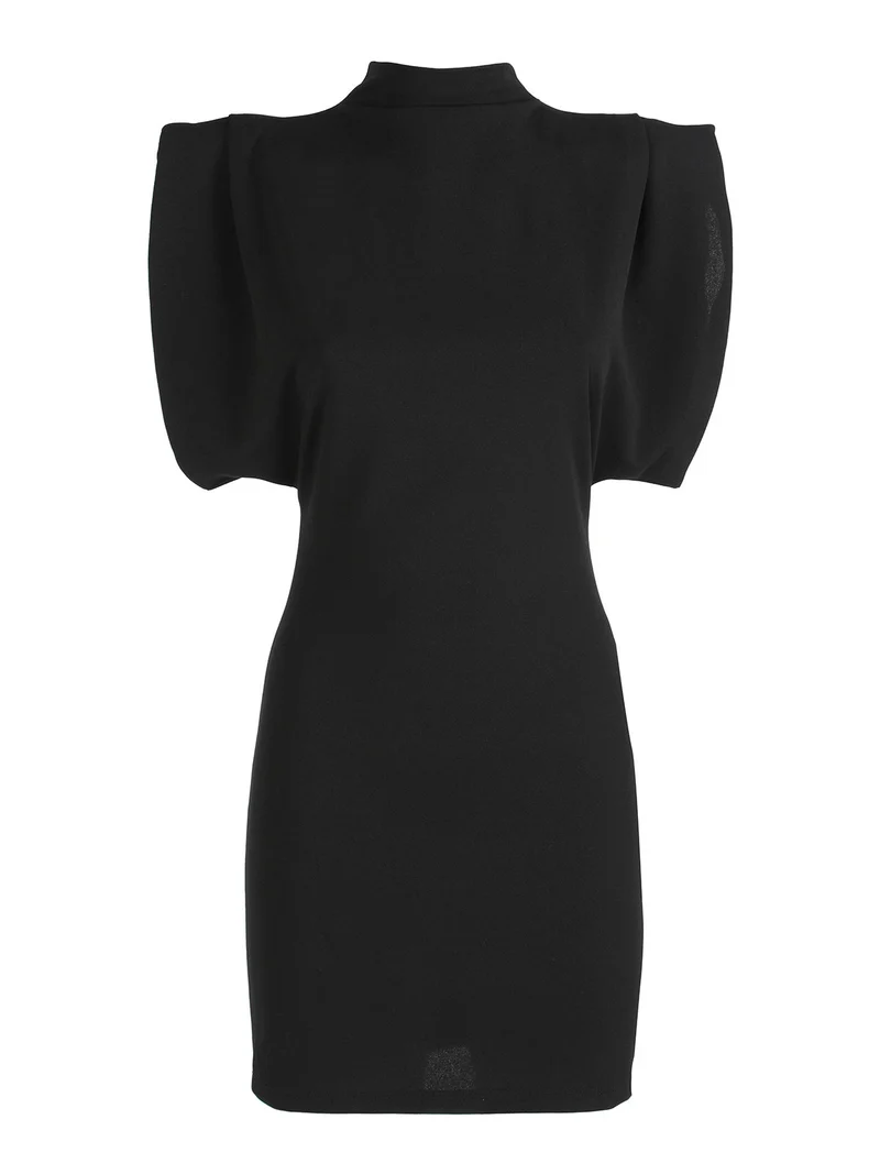 Vestito donna accollato senza maniche - nero