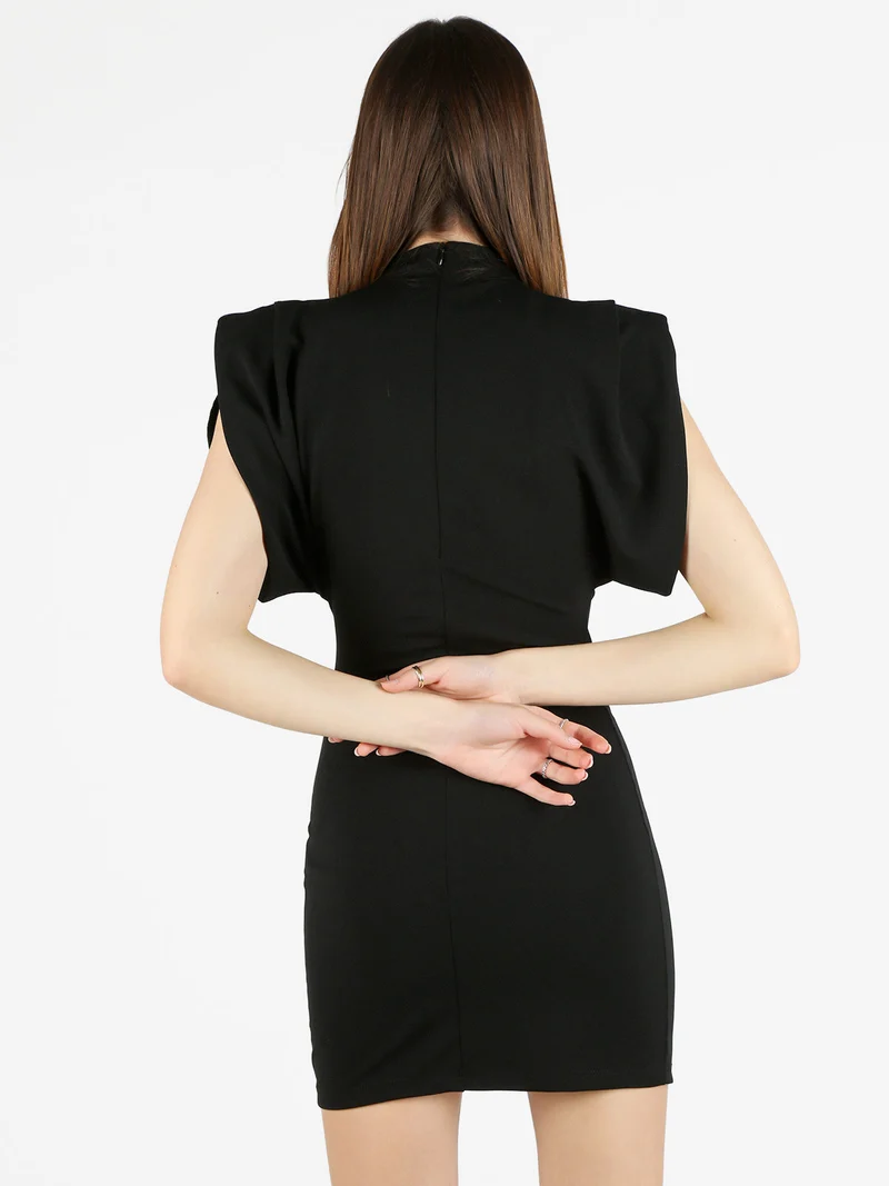 Vestito donna accollato senza maniche - nero
