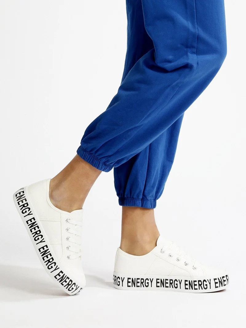 Sneakers donna in tela con platform - bianco