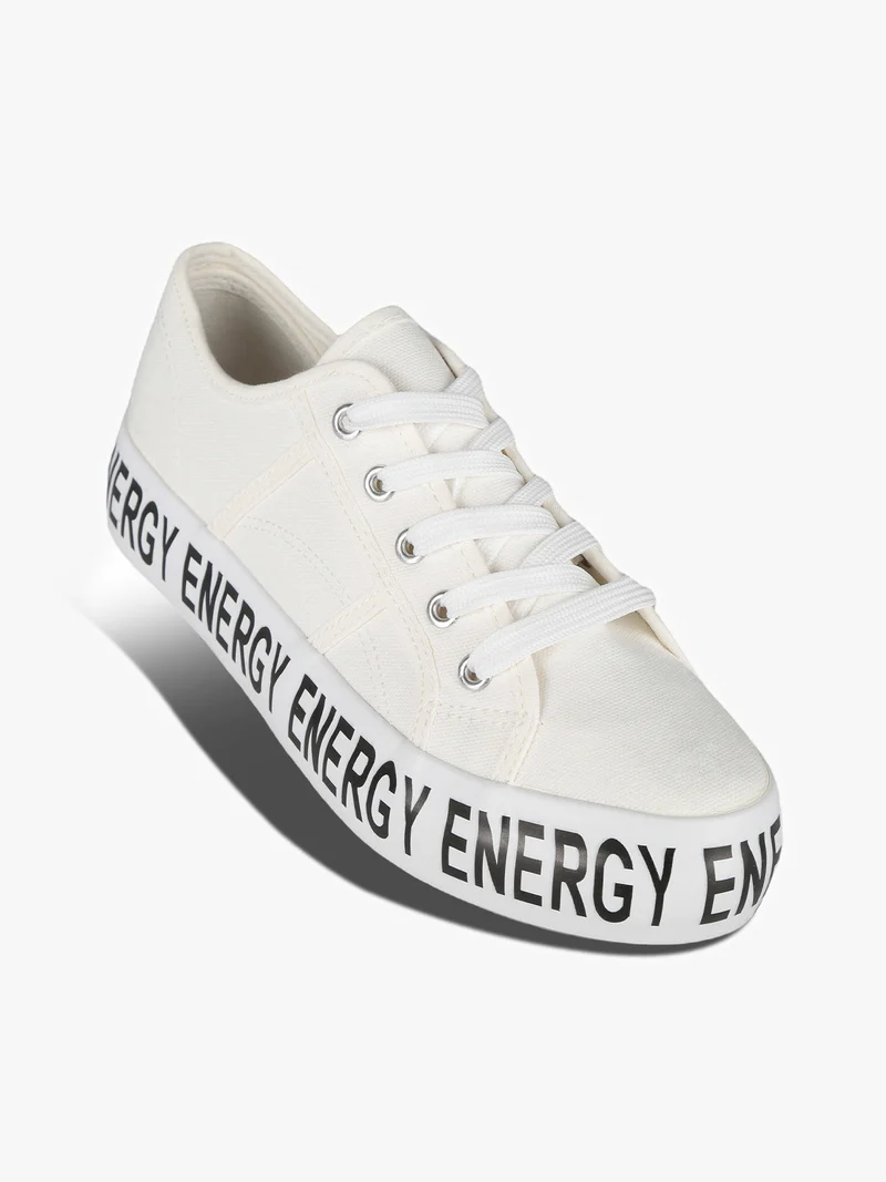 Sneakers donna in tela con platform - bianco