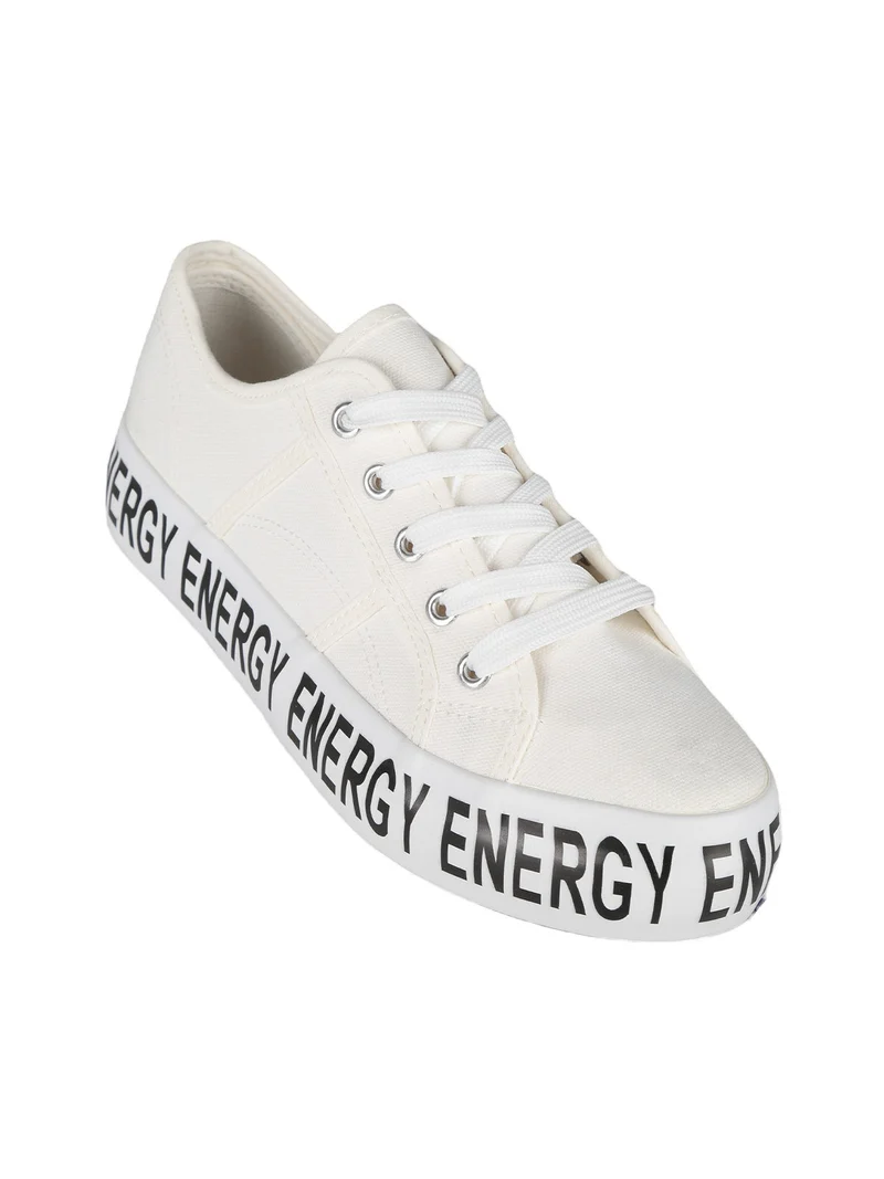 Sneakers donna in tela con platform - bianco