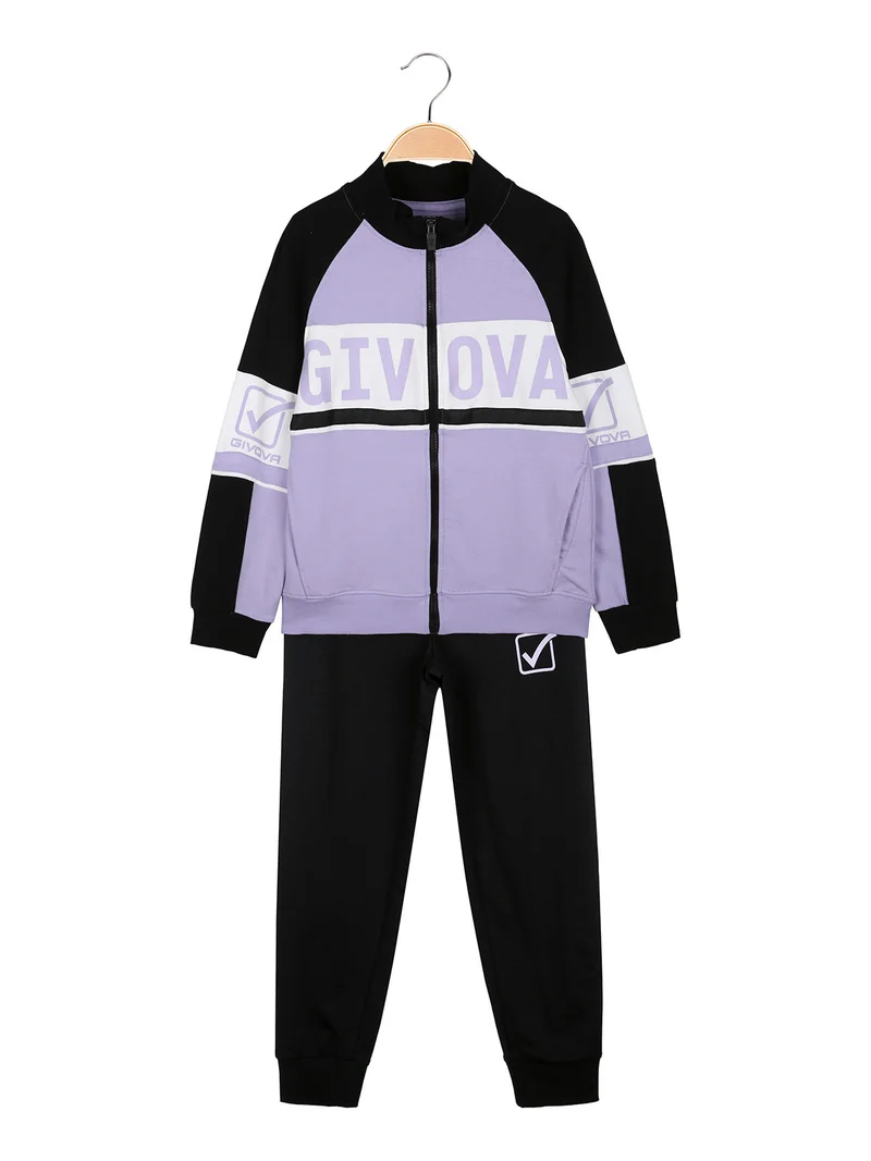 Completo tuta da bambina 2 pezzi con zip intera - lilla