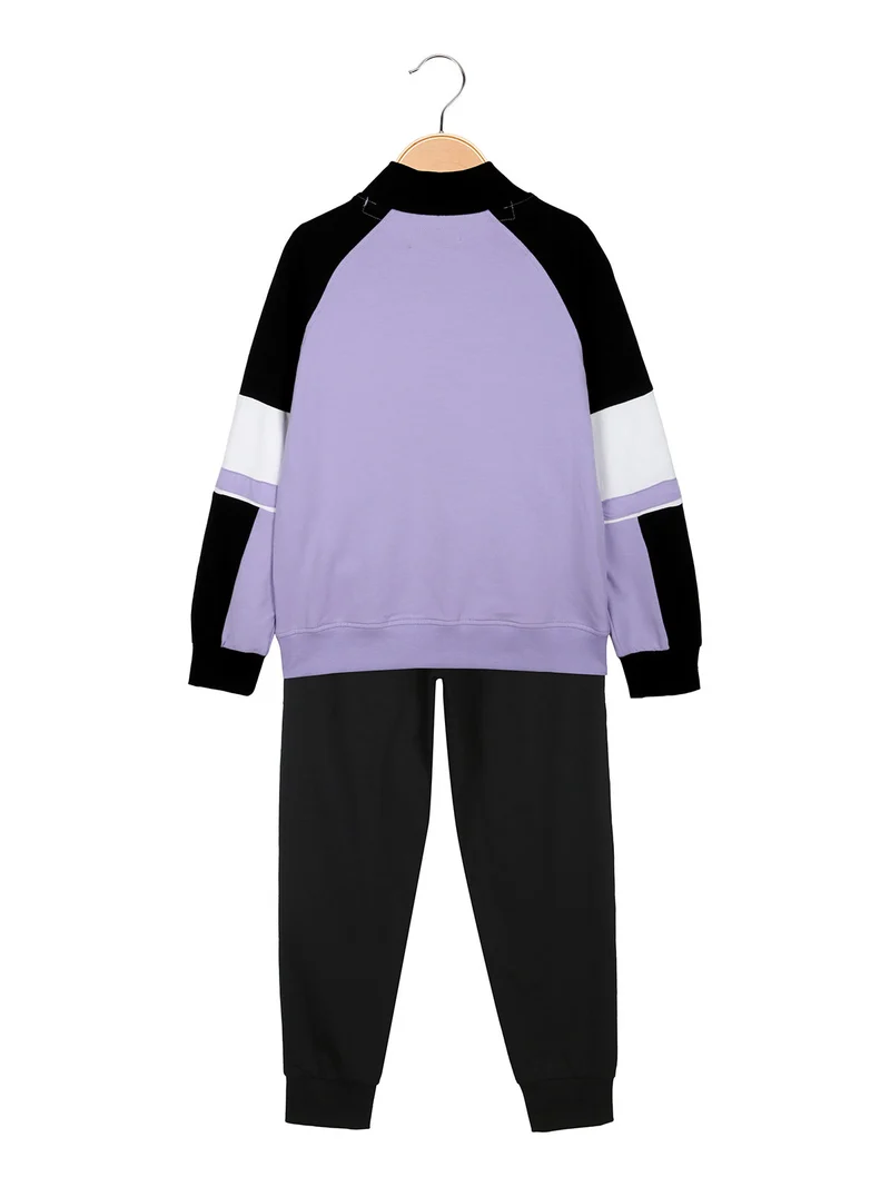 Completo tuta da bambina 2 pezzi con zip intera - lilla