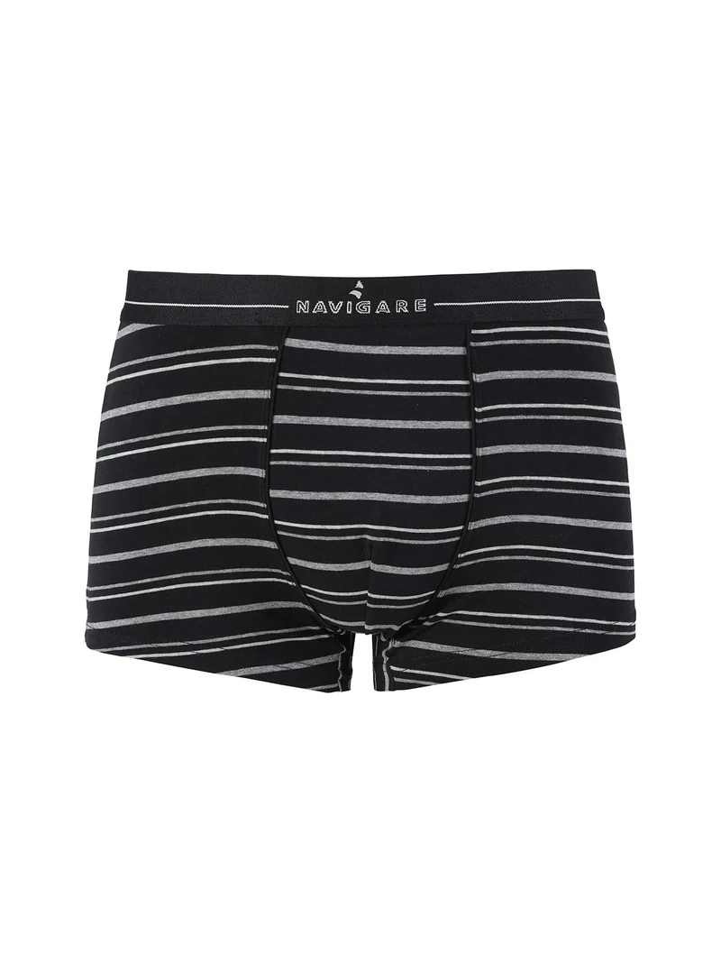 Boxer da uomo rigati in cotone jersey - nero