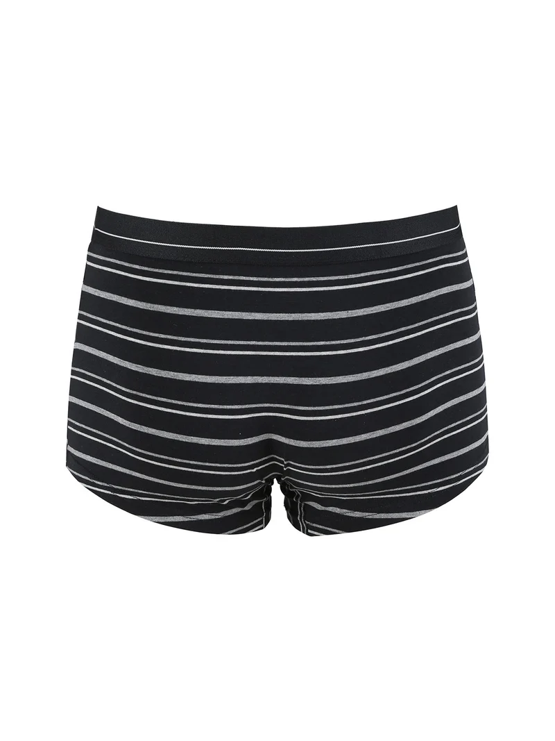 Boxer da uomo rigati in cotone jersey - nero