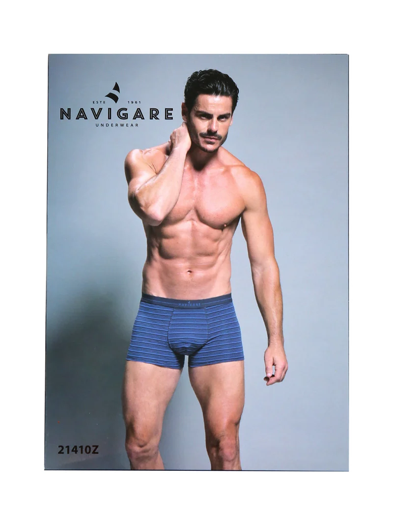 Boxer da uomo rigati in cotone jersey - nero