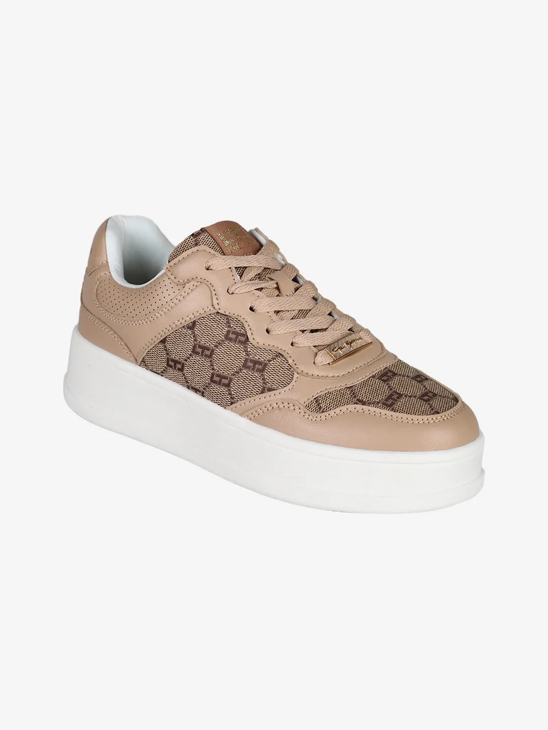 Sneakers stringate da donna con platform - marrone