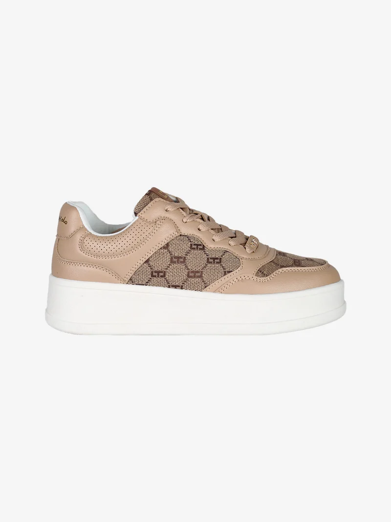 Sneakers stringate da donna con platform - marrone