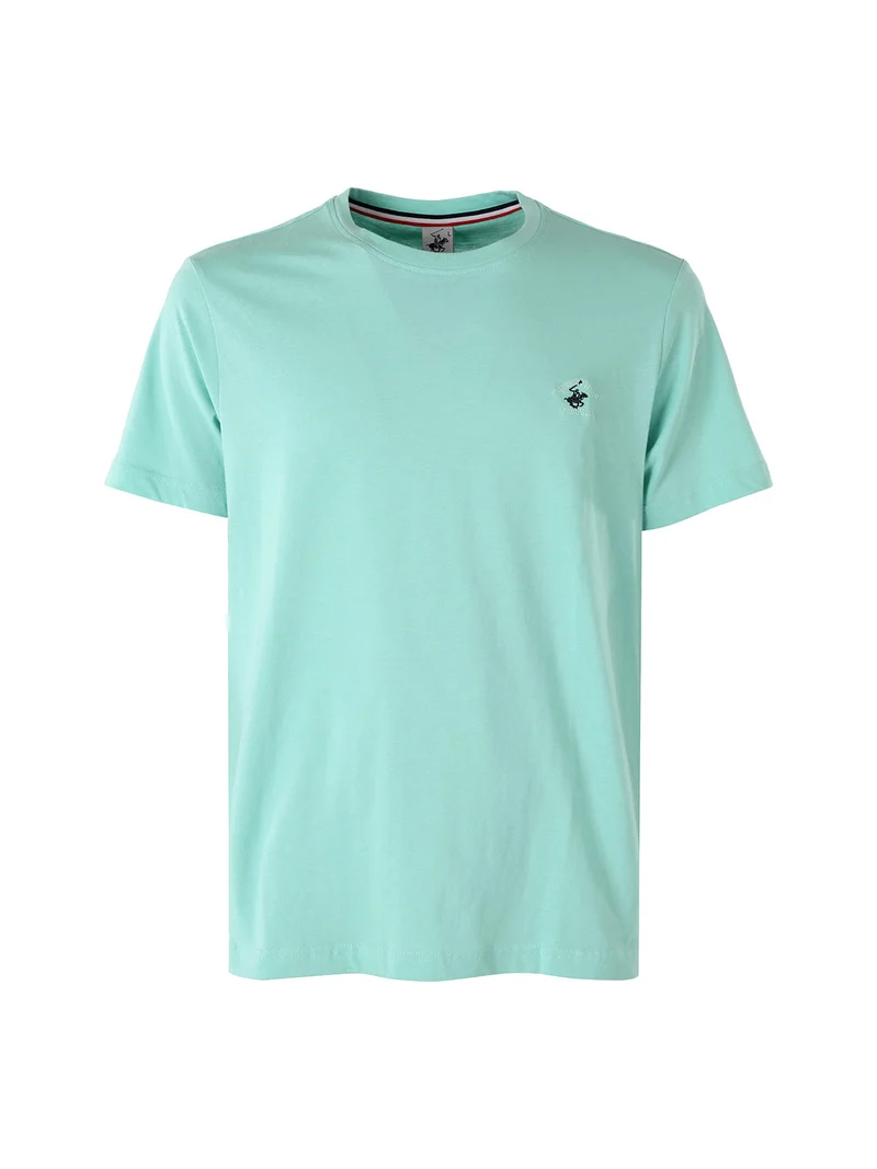 T-shirt girocollo da uomo in cotone - acqua marina