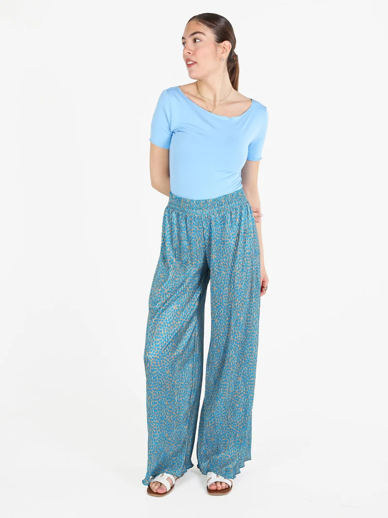 T-shirt donna girocollo in viscosa - azzurro