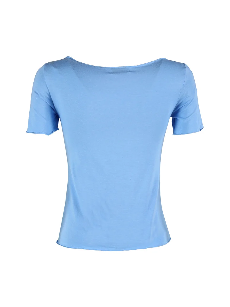 T-shirt donna girocollo in viscosa - azzurro