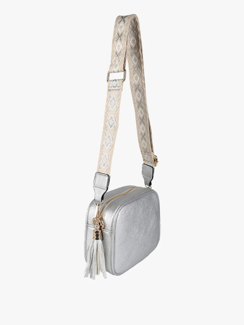 Borsa a tracolla in ecopelle da donna - argento