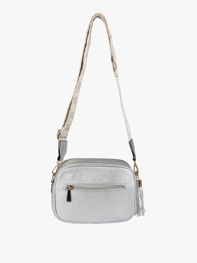 Borsa a tracolla in ecopelle da donna - argento