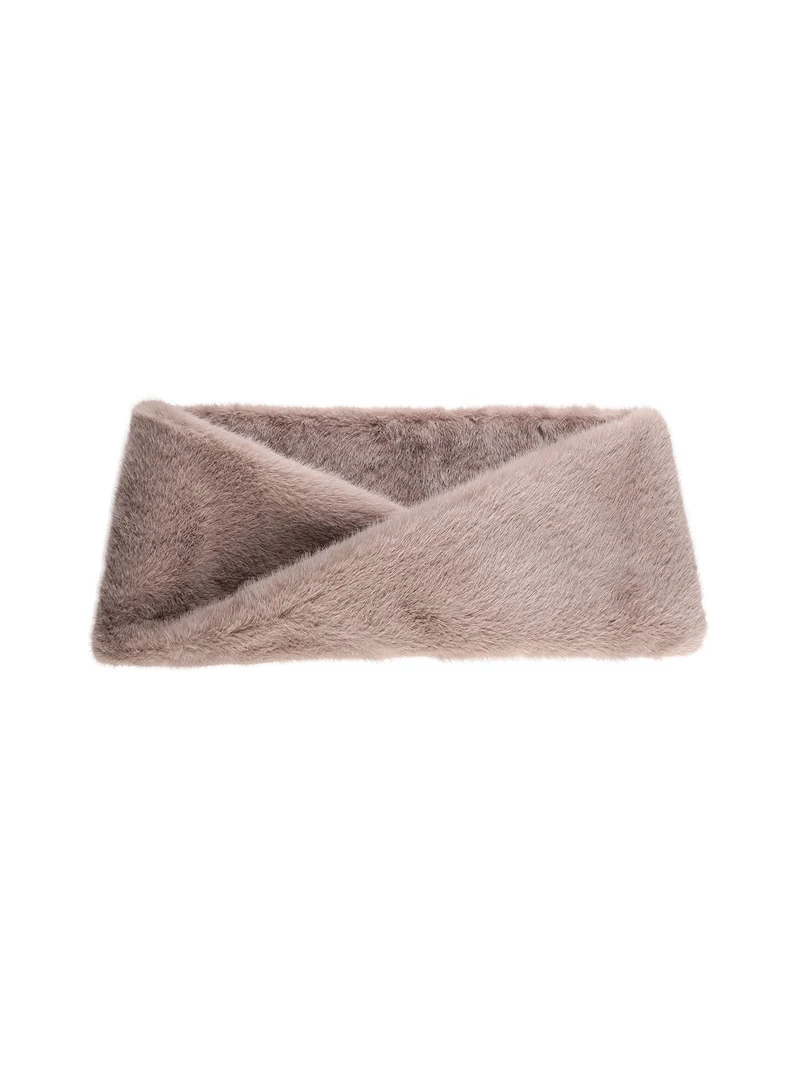 Sciarpa donna ad anello in pelliccia sintetica - taupe