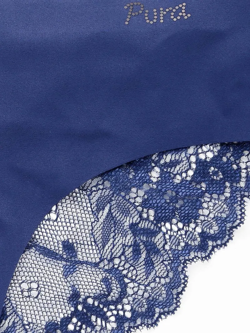 Slip in microfibra con pizzo VERA - blu