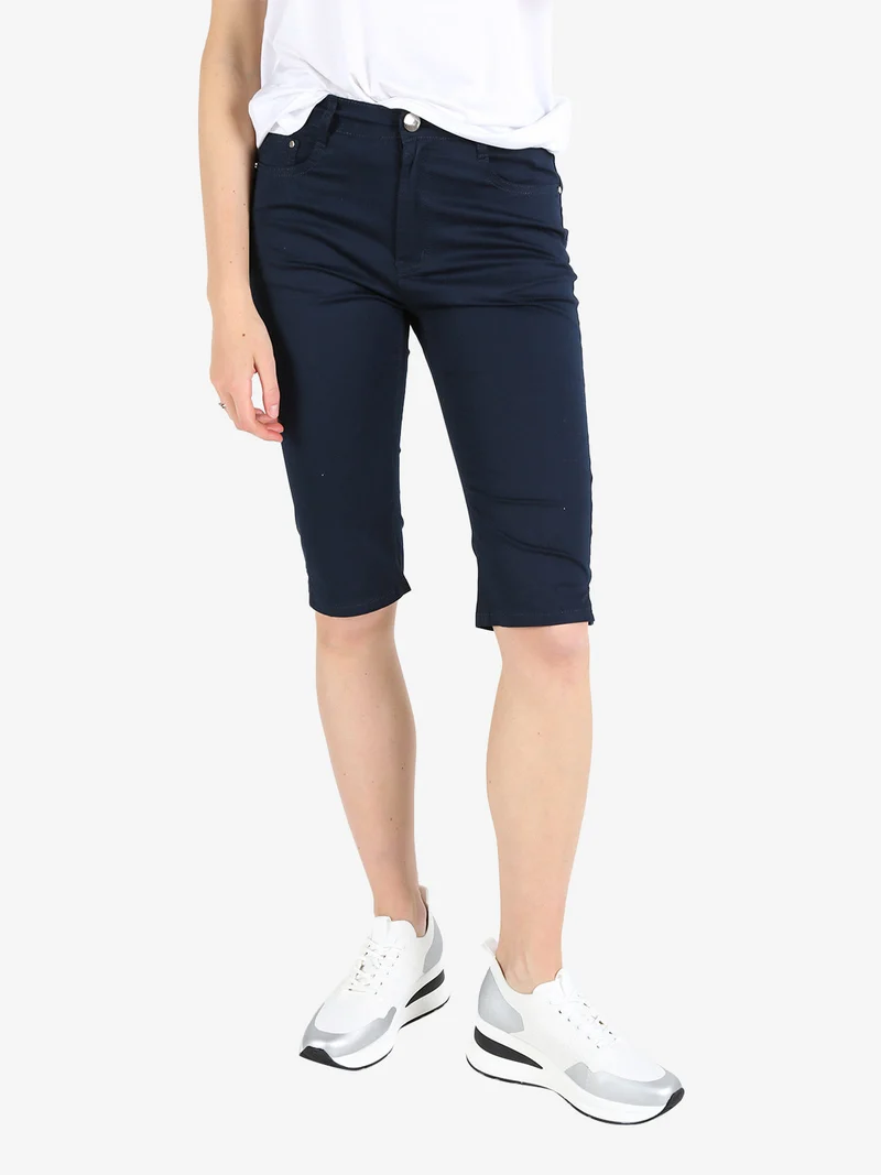 Bermuda da donna in cotone - blu scuro