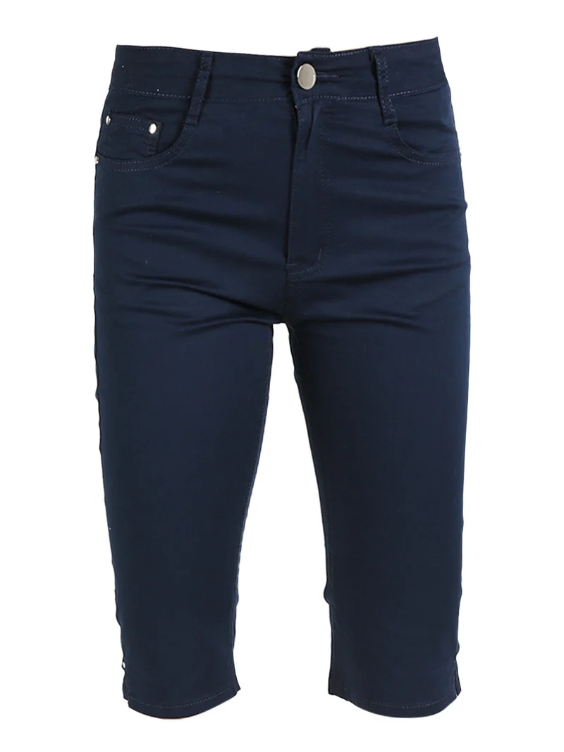 Bermuda da donna in cotone - blu scuro