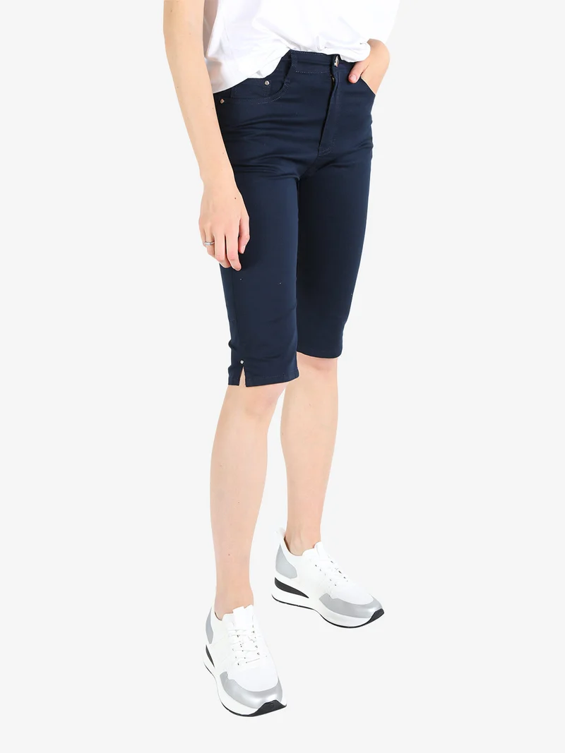 Bermuda da donna in cotone - blu scuro