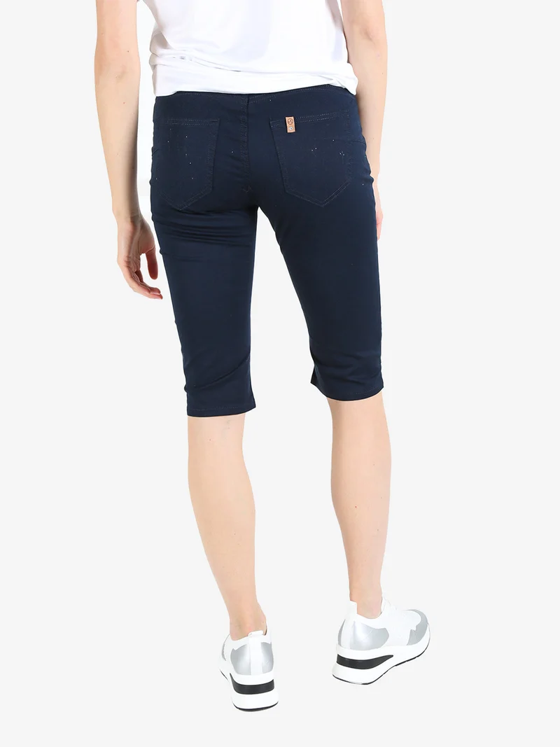 Bermuda da donna in cotone - blu scuro