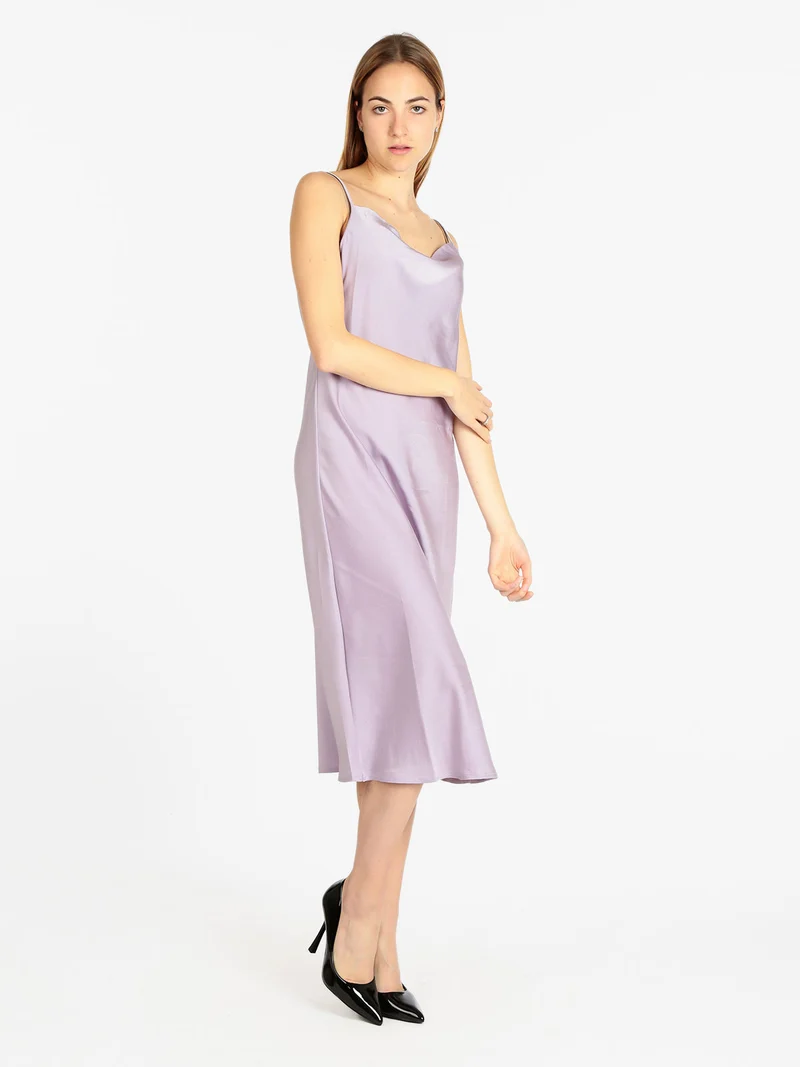 Abito donna effetto raso - lilla