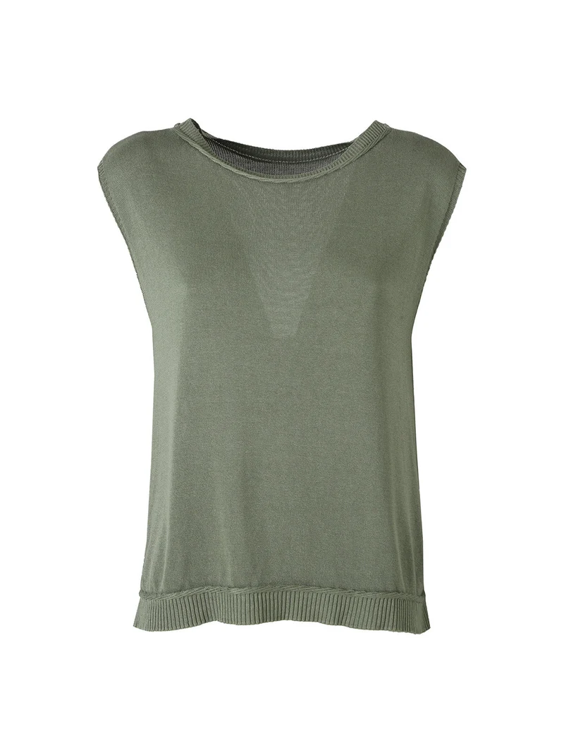 Gilet donna in maglia fine - verde
