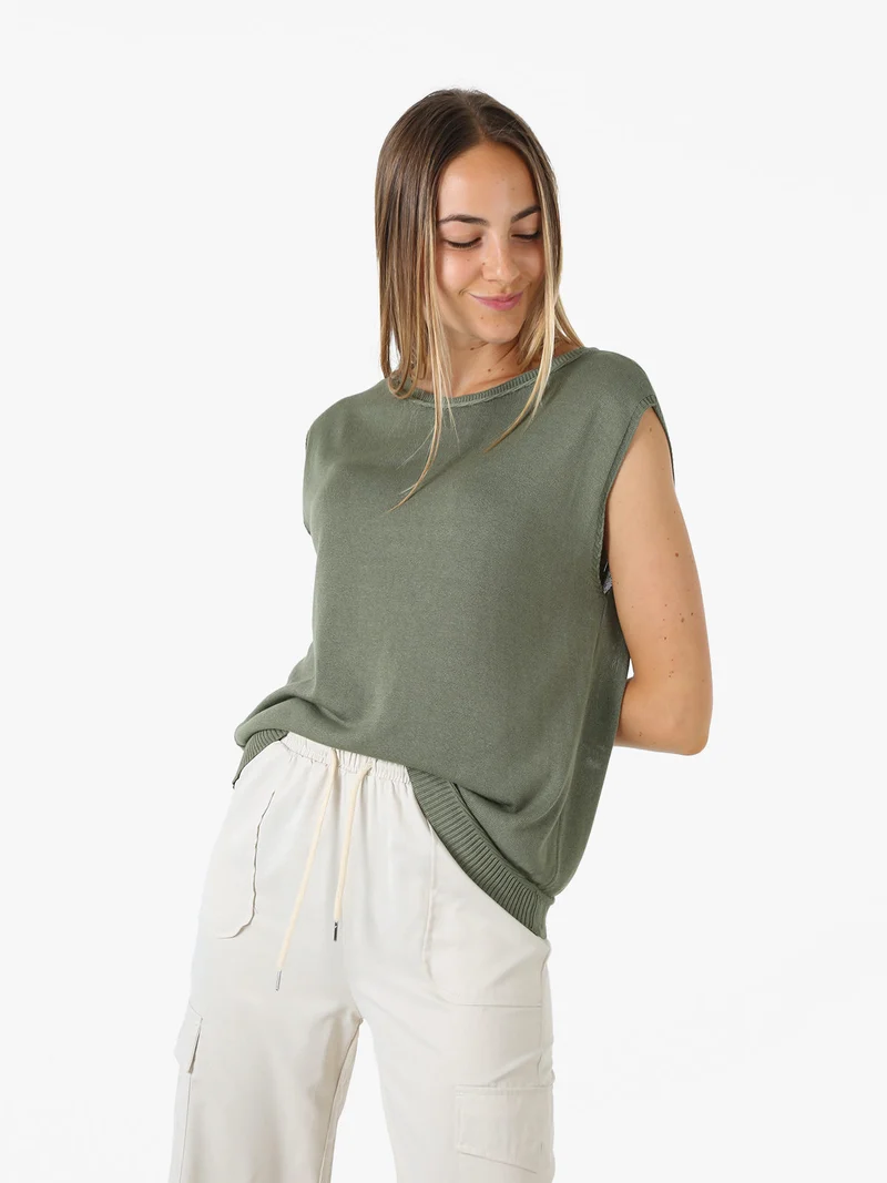 Gilet donna in maglia fine - verde