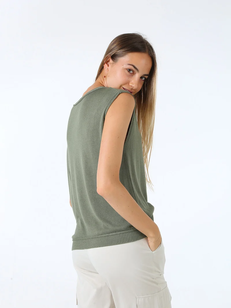 Gilet donna in maglia fine - verde