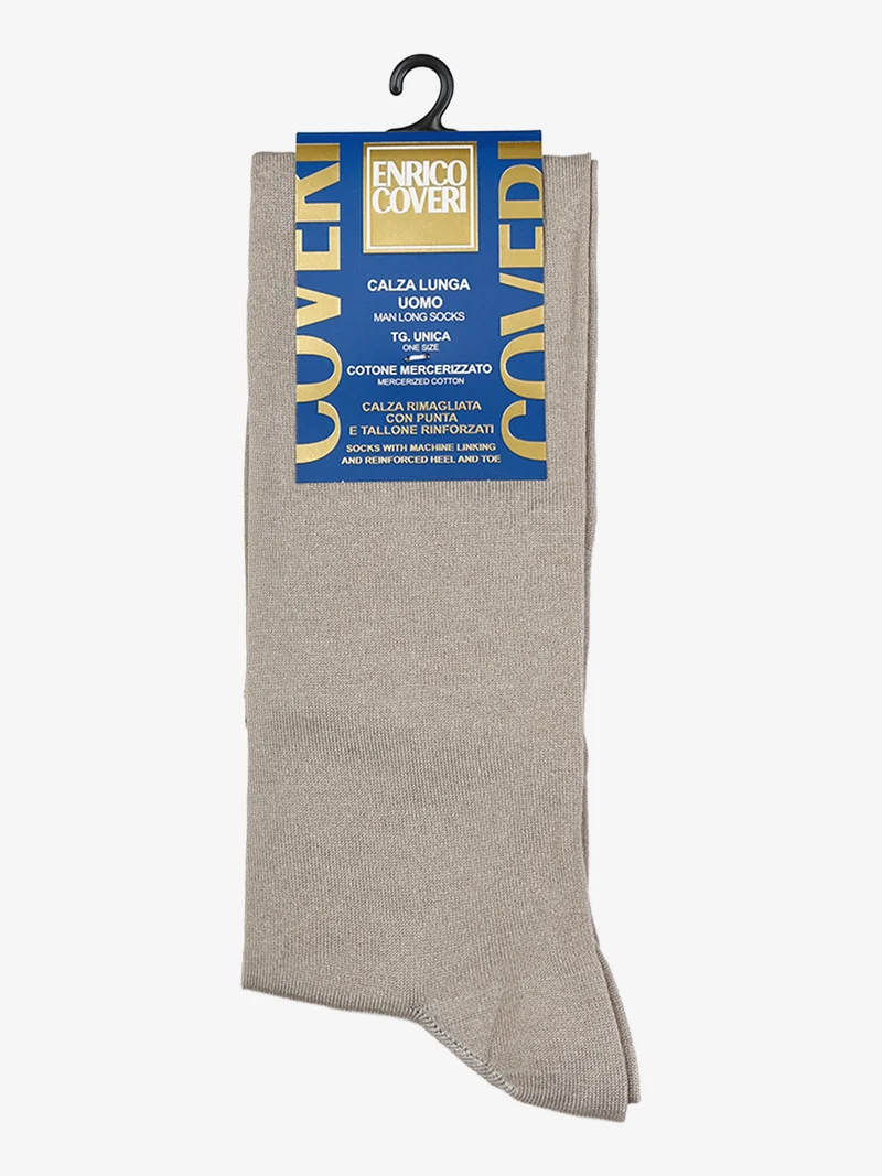 Calze lunghe da uomo in cotone mercerizzato - beige