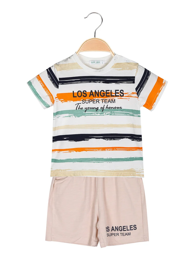 Completo corto da bambino 2 pezzi con t-shirt e bermuda - arancione