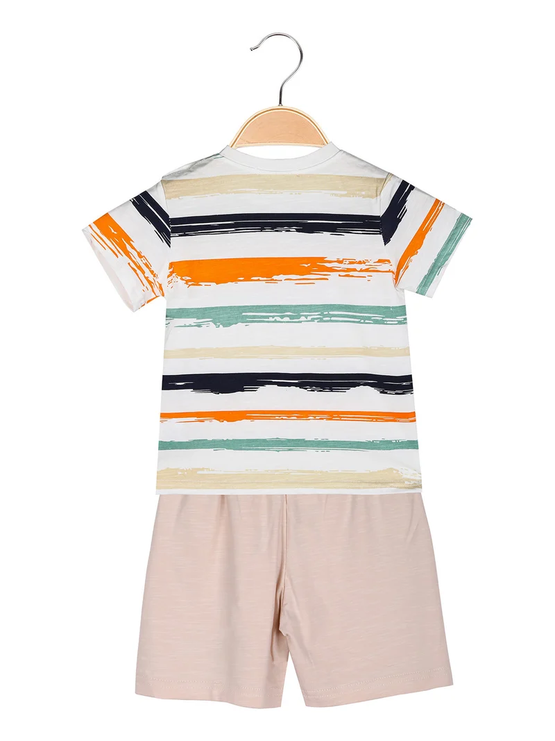 Completo corto da bambino 2 pezzi con t-shirt e bermuda - arancione