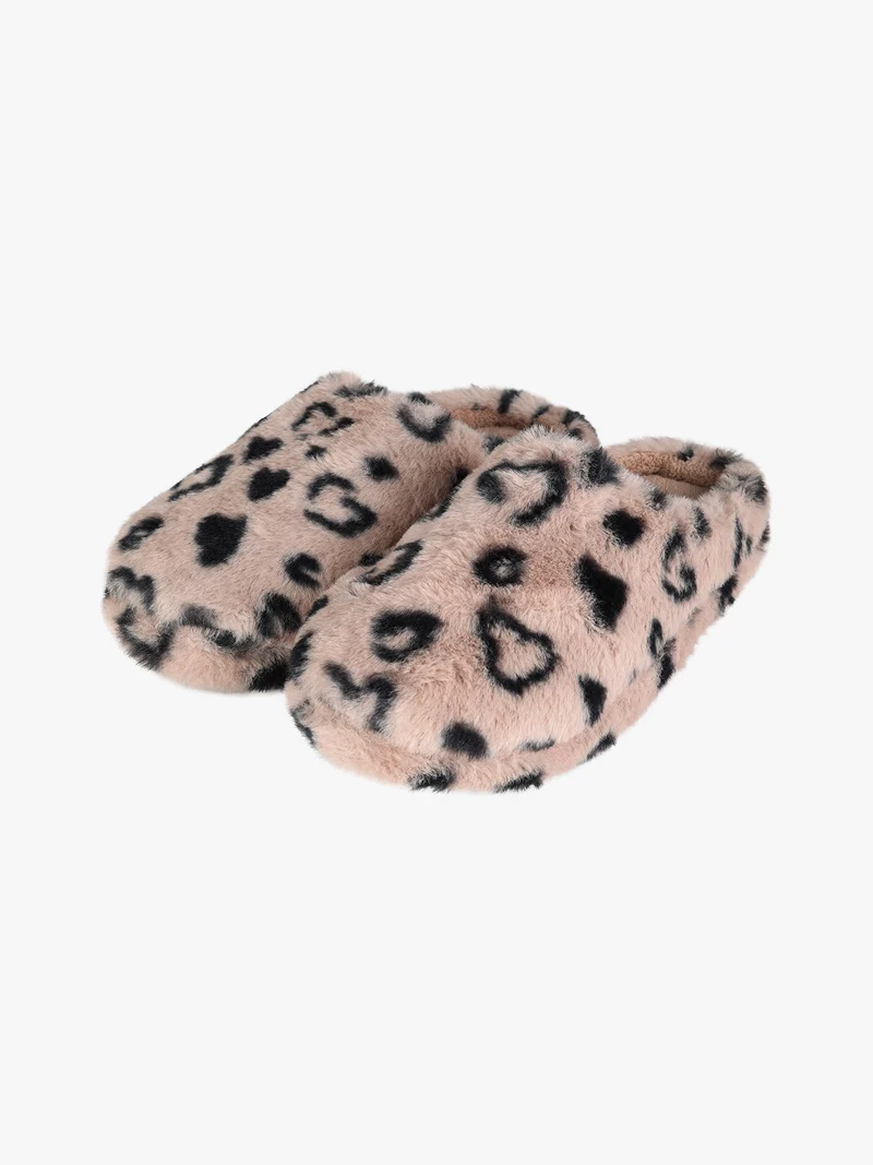 Pantofole donna animalier in ecopelo - cammello