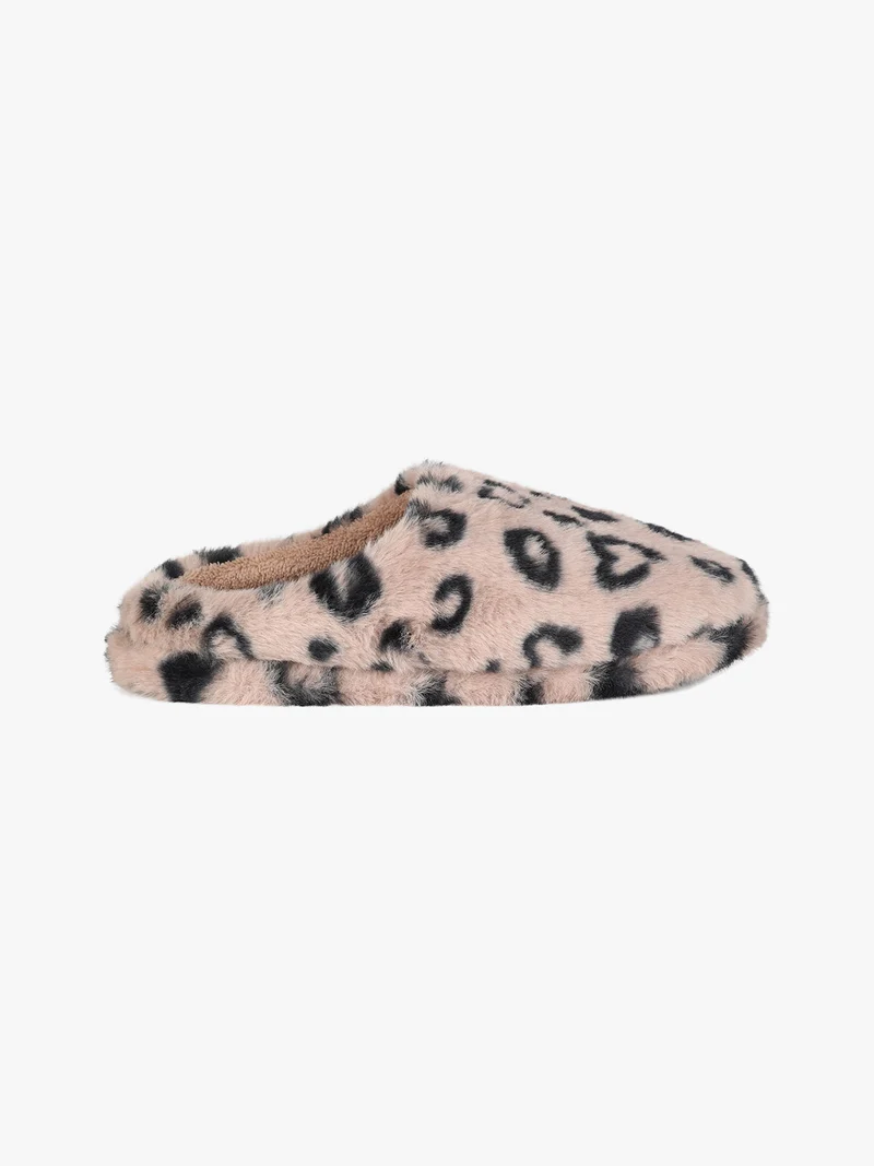 Pantofole donna animalier in ecopelo - cammello