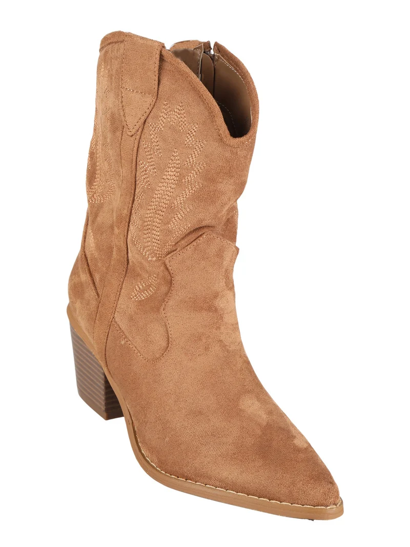 Stivaletti texani donna scamosciati - khaki