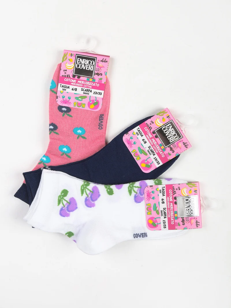 Calze corte da bambina confezione 3 paia - blu scuro