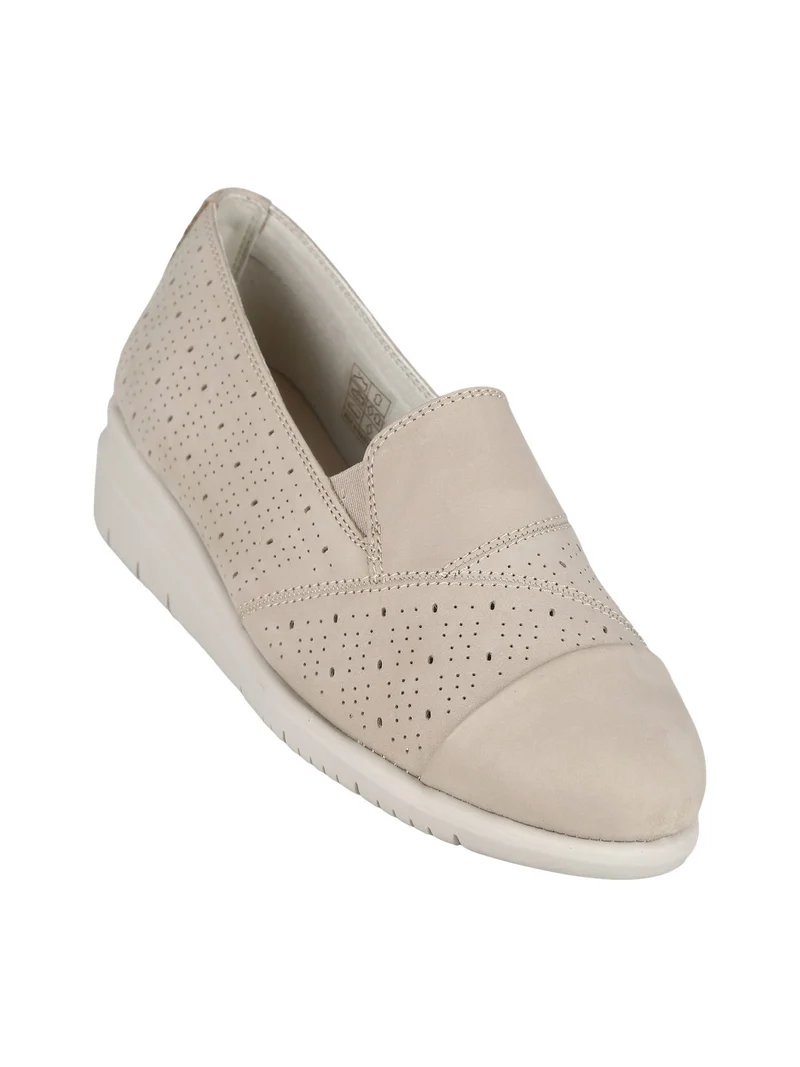 Mocassini in pelle traforata donna - beige