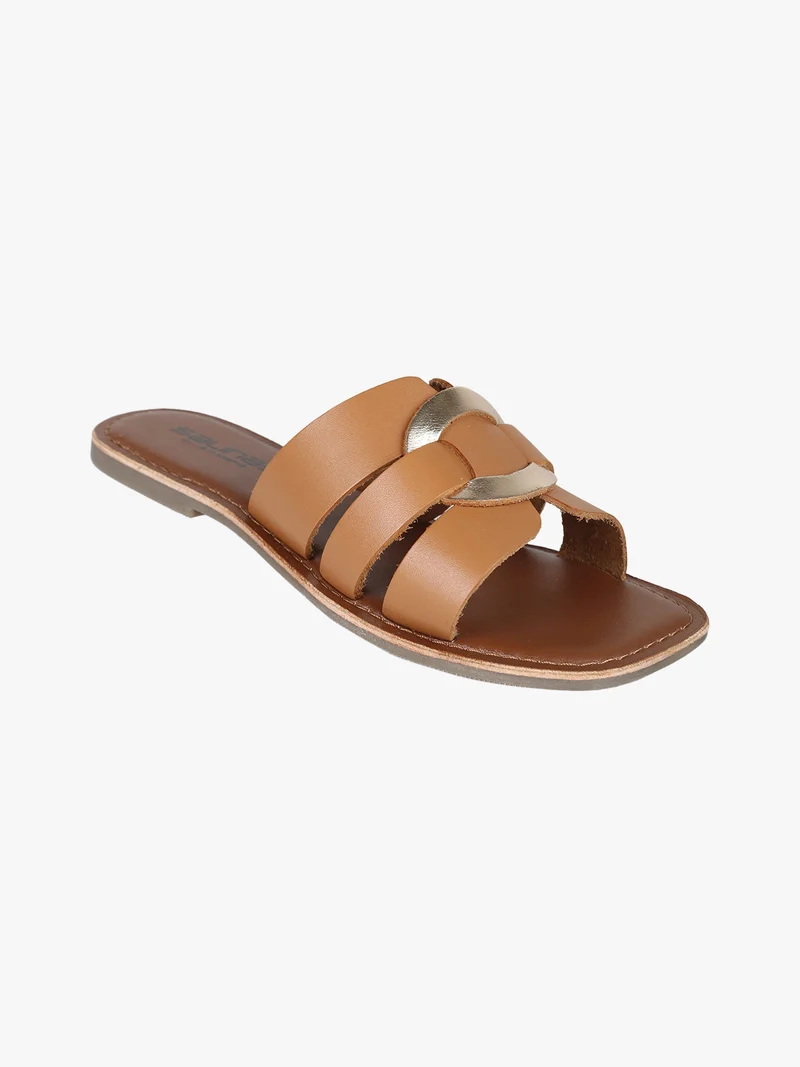 Ciabatte donna in pelle - marrone