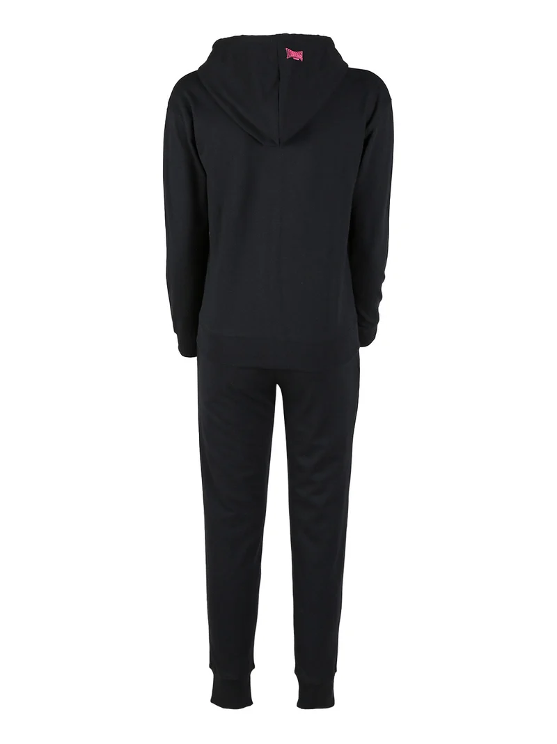 Completo tuta da donna 2 pezzi con cappuccio e zip - nero