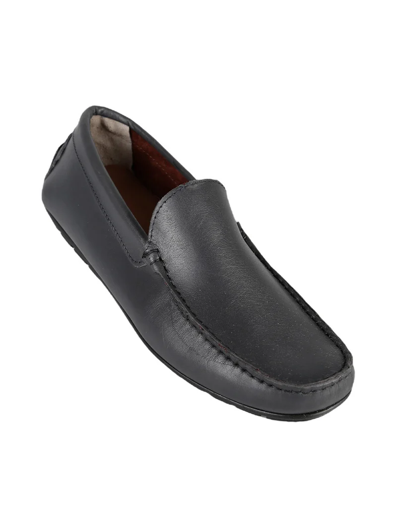 Mocassini in pelle da uomo - grigio scuro