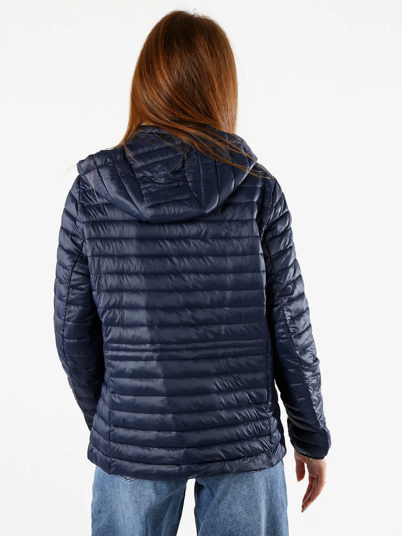 Giubbino donna 100 grammi con cappuccio e zip taglie grandi - blu scuro