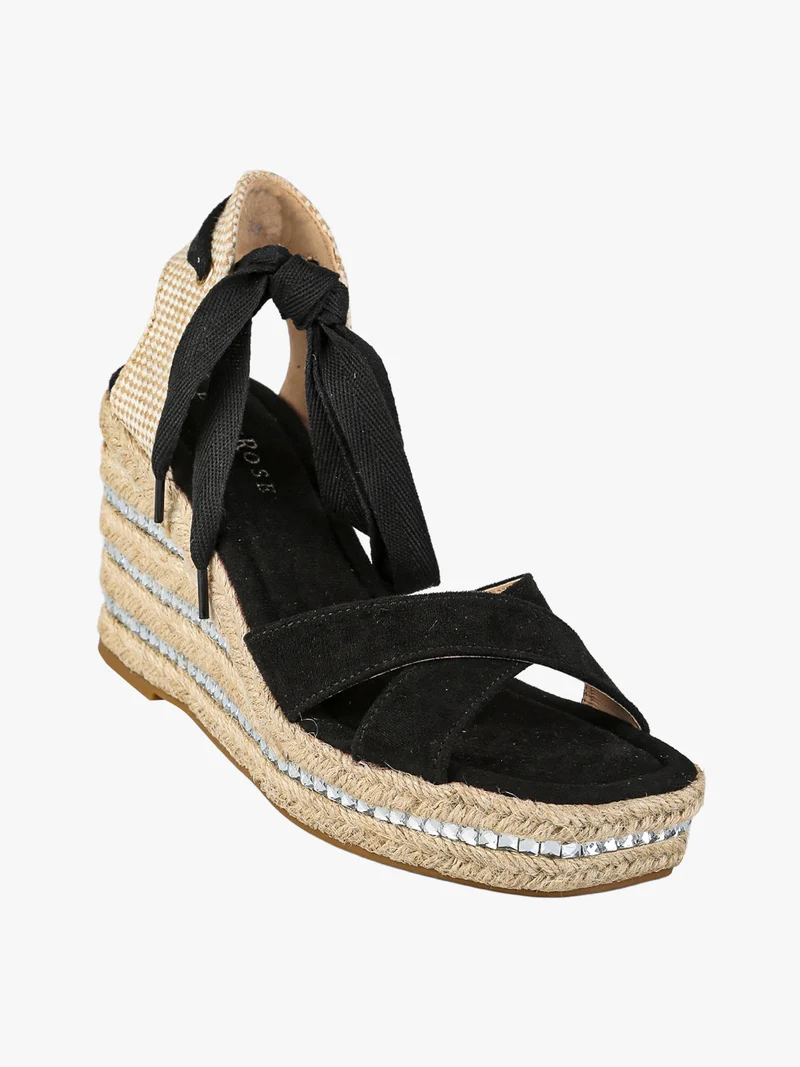 Sandali donna con zeppa con allacciatura alla schiava - nero