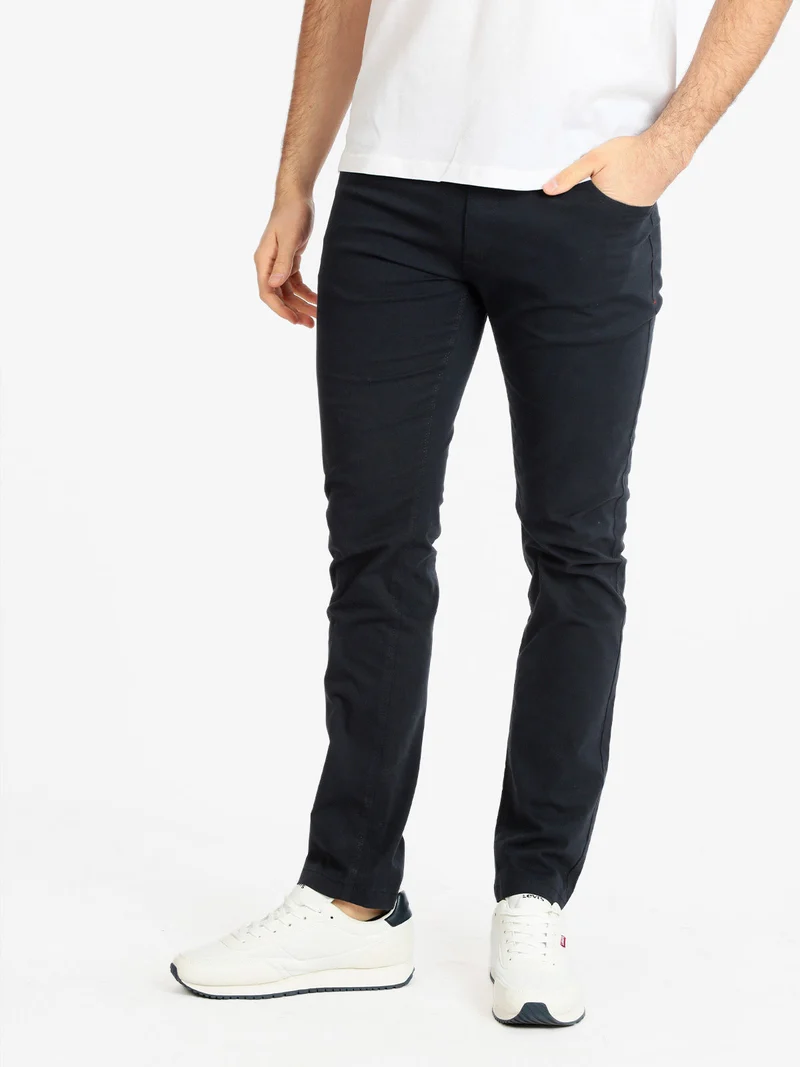 Pantaloni casual da uomo in cotone - blu scuro
